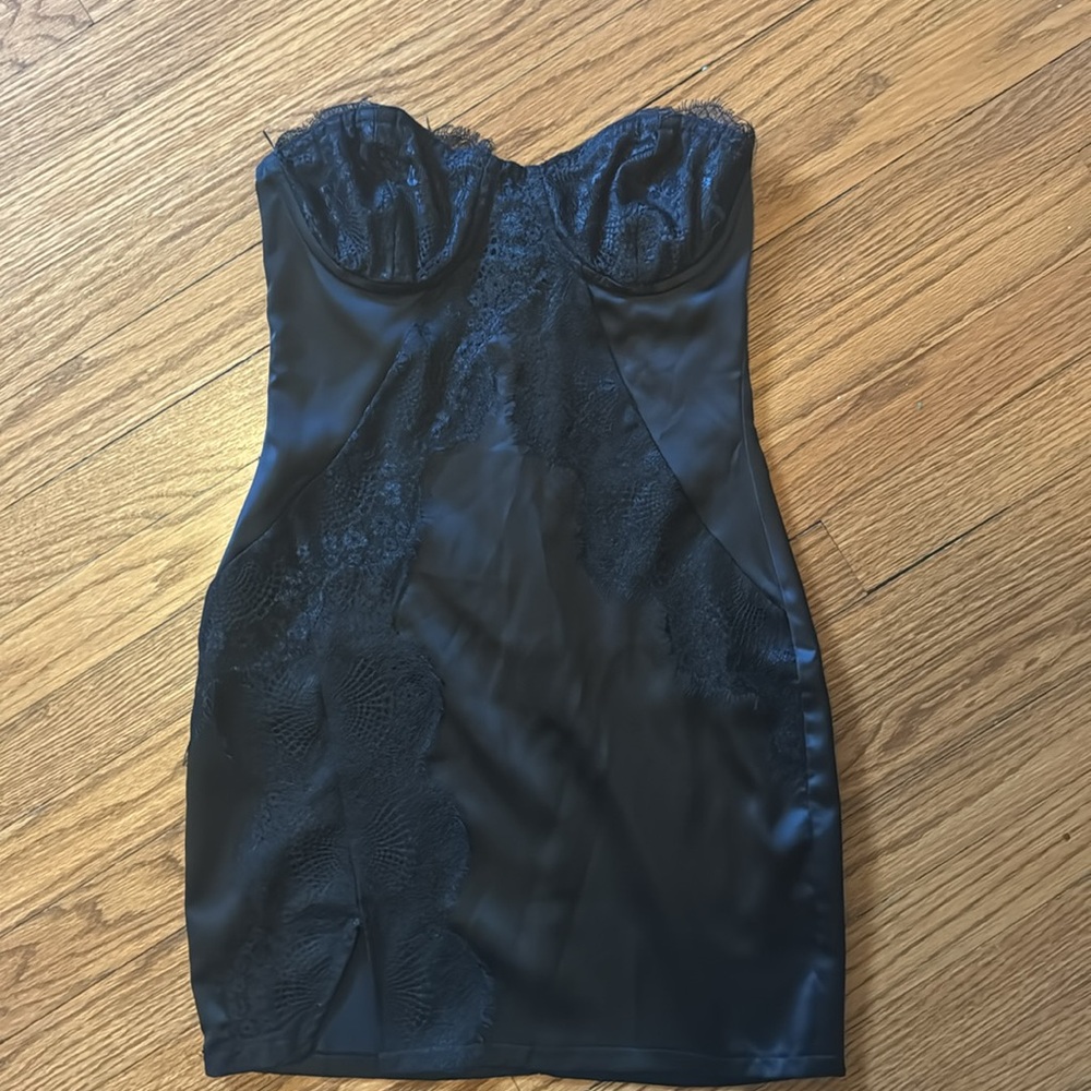 Revolve black lace corset mini dress